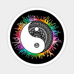 Black and White Yin Yang Mandala Magnet